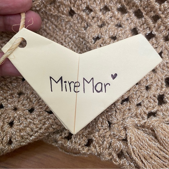 MIREMAR Natural Beige Tan Crochet Fringe Bohemian Boho Top One Size - Picture 12 of 15